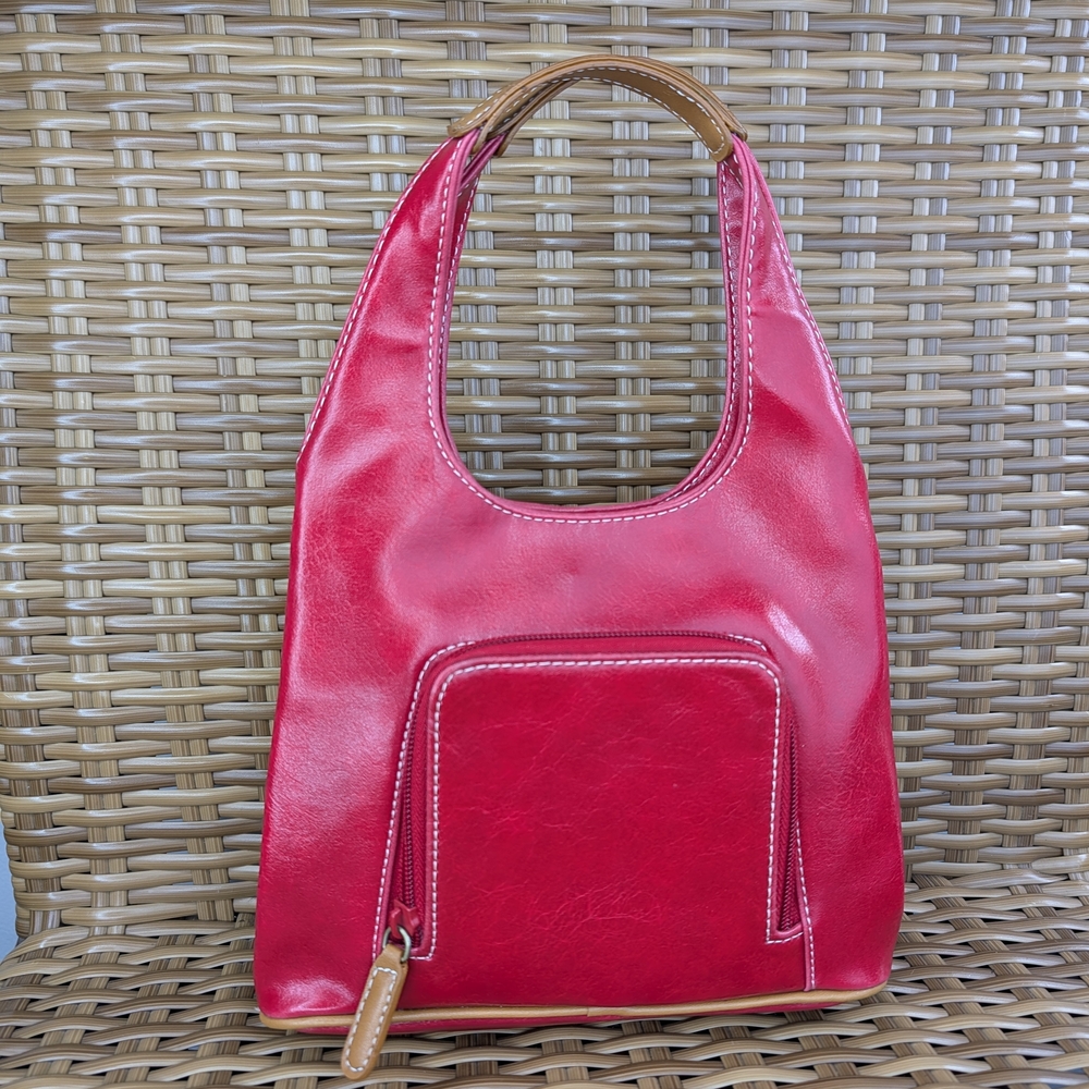 Nine West Red Faux Leather Handbag Shoulder Bag Purse Wallet Unique 90's Vintage
